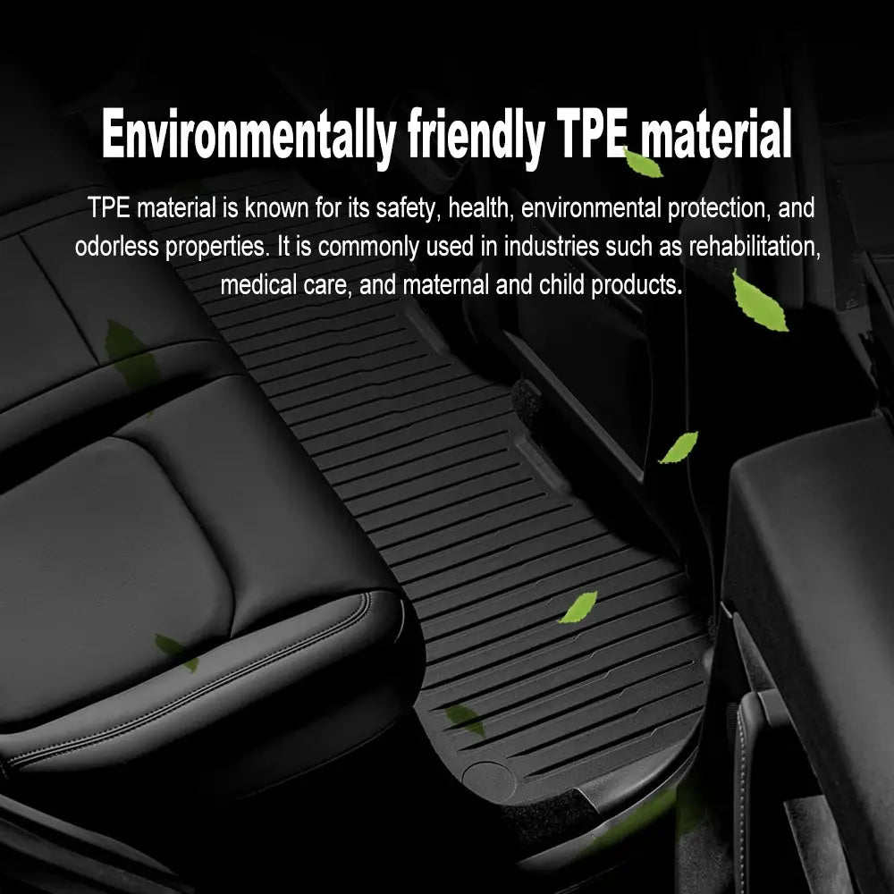 Tesla Model Y floor mats by Simples Market, black TPE, Juniper Premium/Performance 2025+