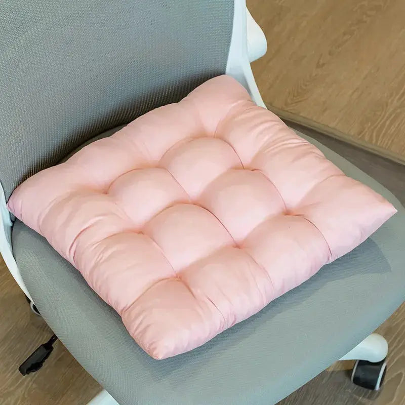 LMETJMA pink tufted square chair pad cushion on a gray office chair