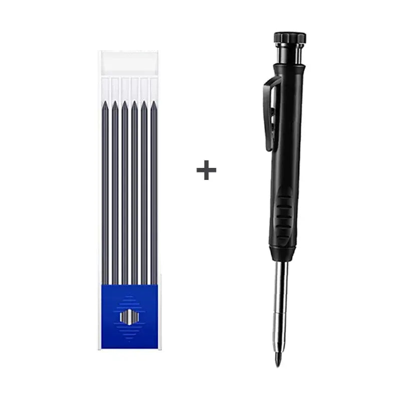 Carpenter pencil refills 2.8mm by Simples Market with a black long-nose mechanical marker – 2-piece set