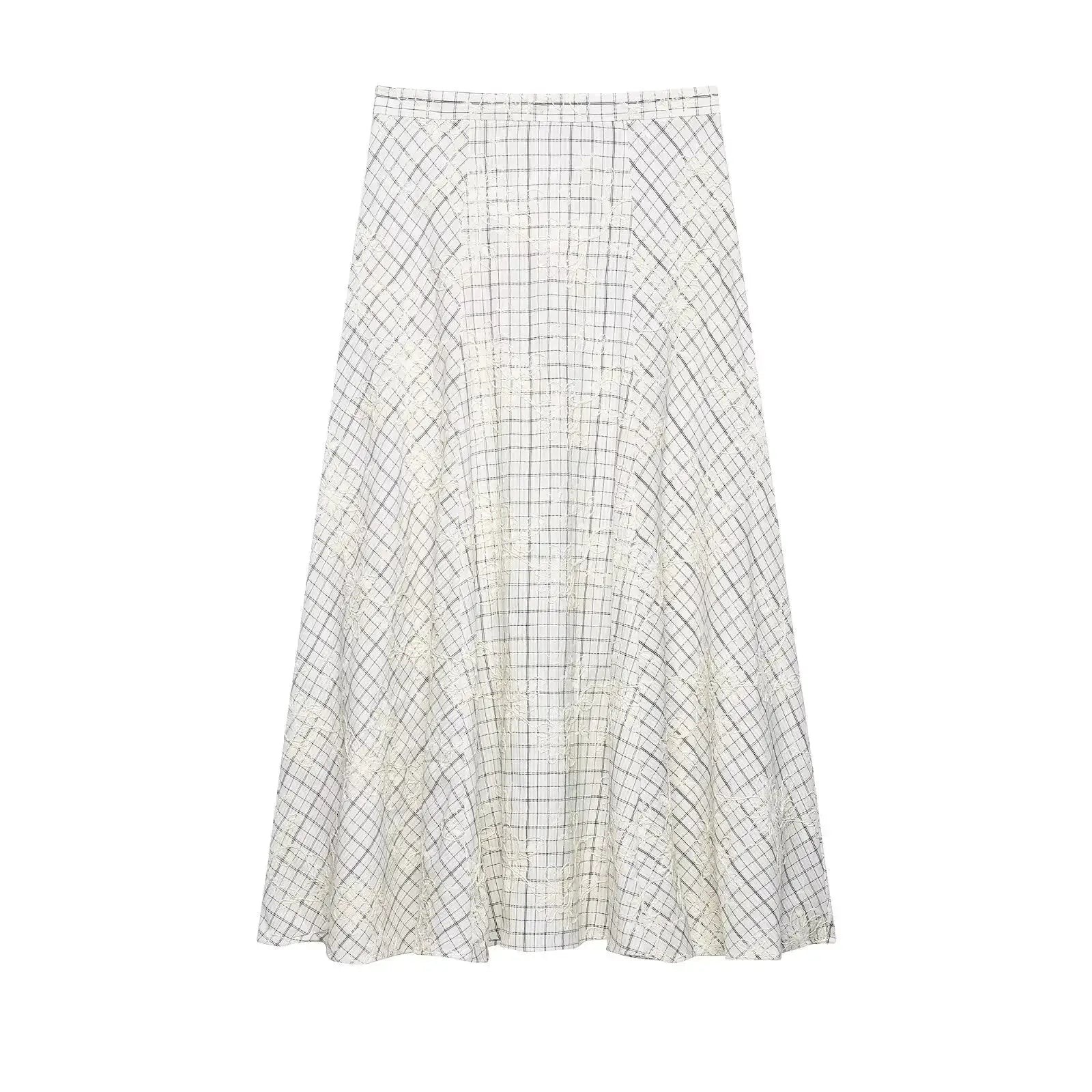 TFAFXY 2026 Summer Bow Plaid Embroidered Blouse And Midi Skirt Set Y2K