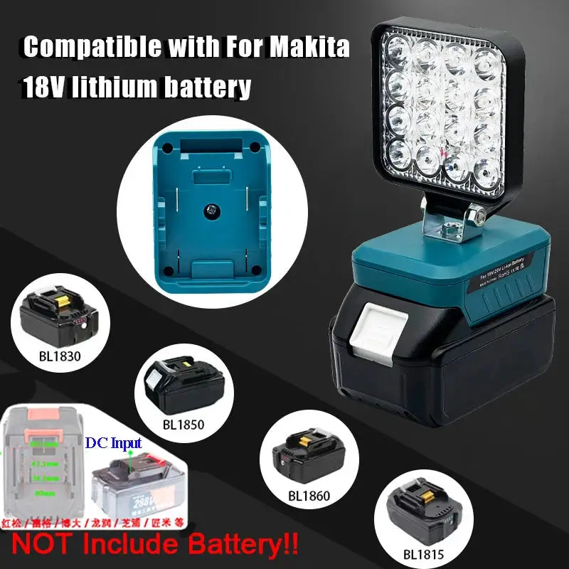 LED Flashlight Compatible With Makita DeWalt Milwaukee Bosch Ryobi Lithium Battery Packs Working Light For Camping