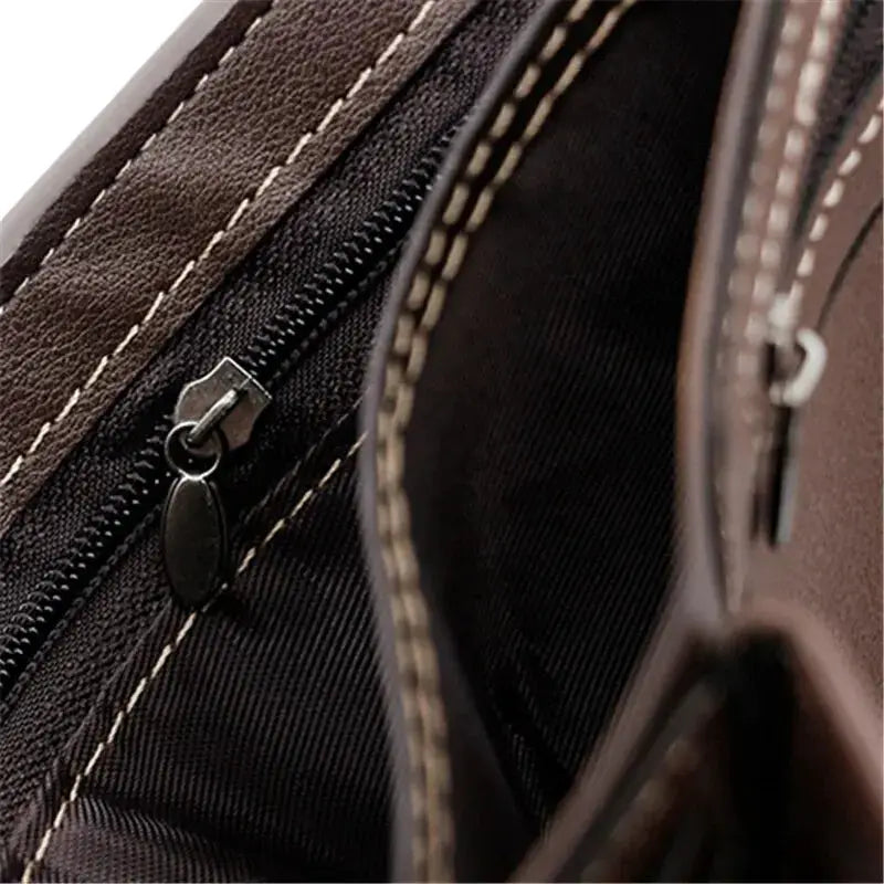 Brown PU leather men's wallet with zip pocket and card holder by Simples Market