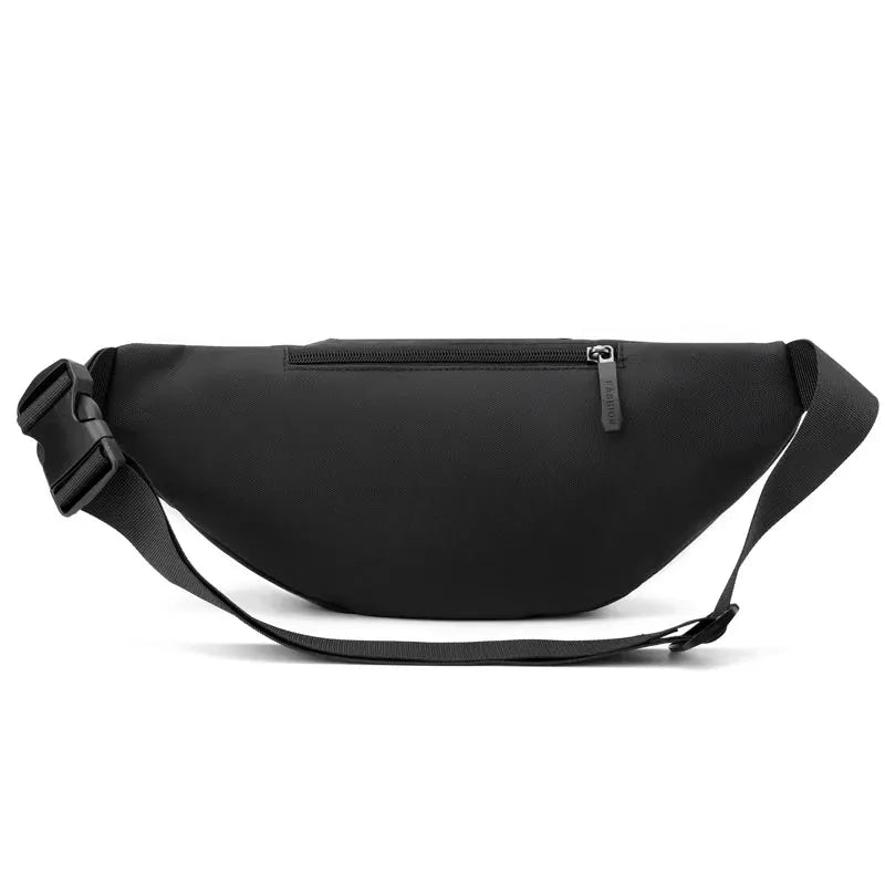 Waist bag unisex waterproof with zip pocket and adjustable strap in black