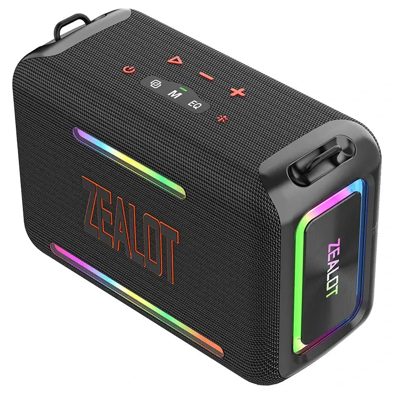 ZEALOT S95 waterproof portable Bluetooth speaker with rainbow LED accents
