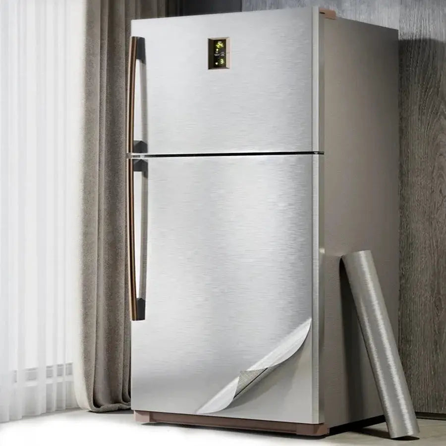 Simples Market PVC brushed-silver removable wallpaper film for appliances; waterproof and oil-proof