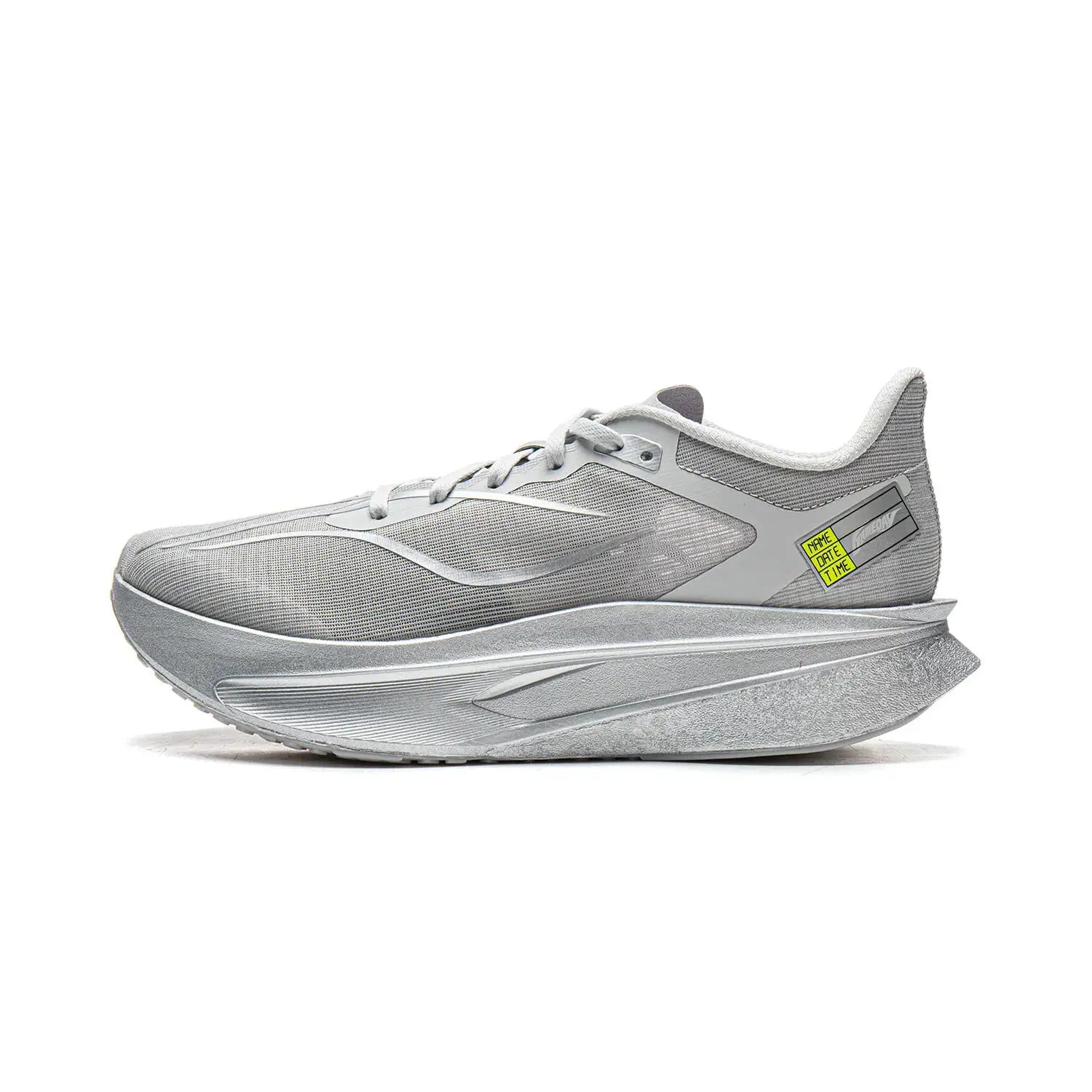 Li-Ning FEIDIAN 6 Challenger racing running shoes, silver/gray, lightweight with reflective accents