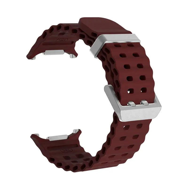 Marine Band silicone watch strap for Samsung Galaxy Watch Ultra 47mm, burgundy with stainless steel buckle