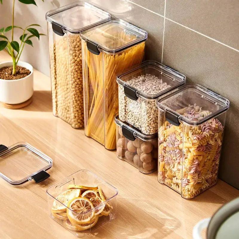 Sealed Jars Kitchen Storage Organizer Set Large Plastic Containers For Grains Spices Pantry Moisture Proof