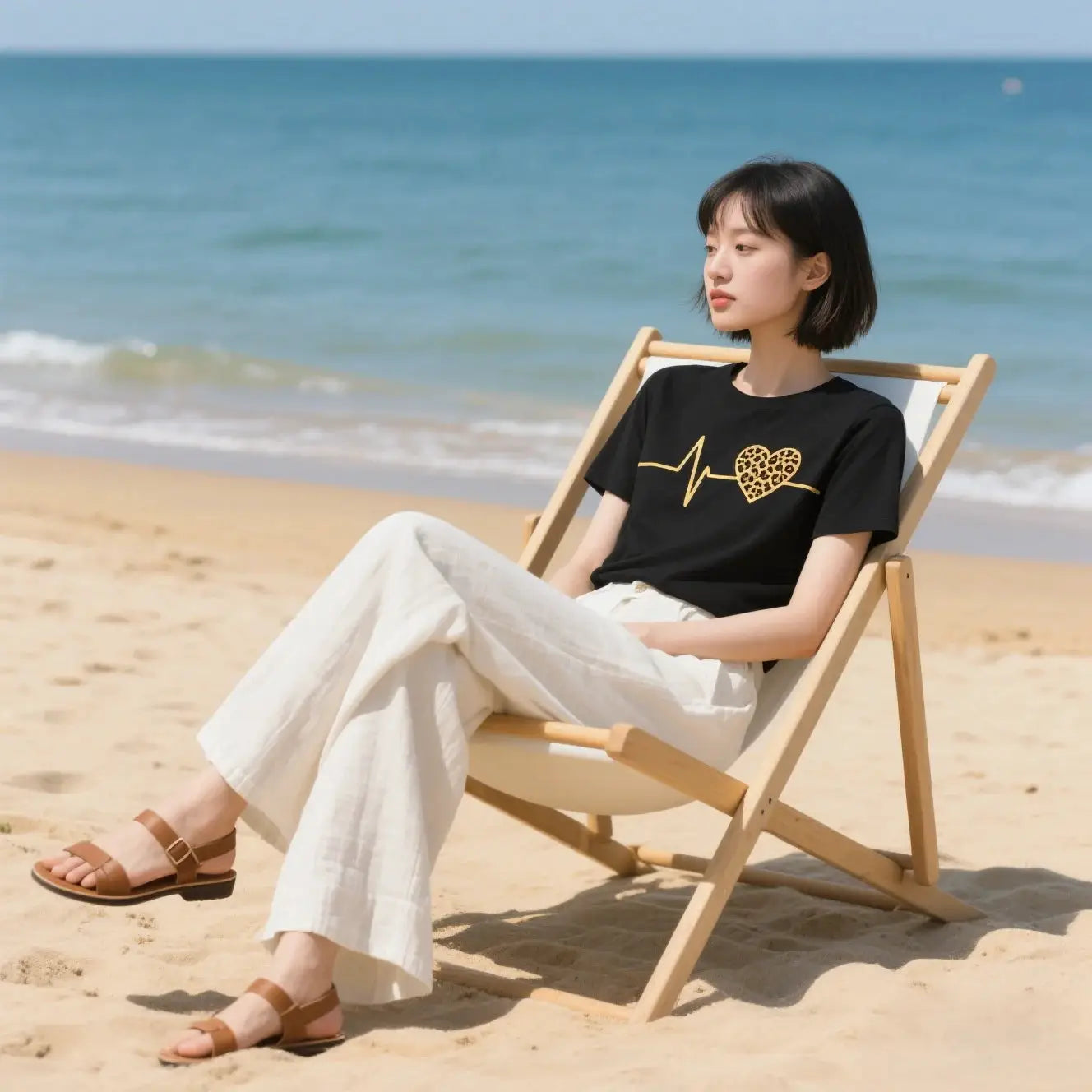 Womens Summer T Shirt Leopard Print and Heartbeat Pattern Short Sleeve Tee for Everyday Comfort and Style