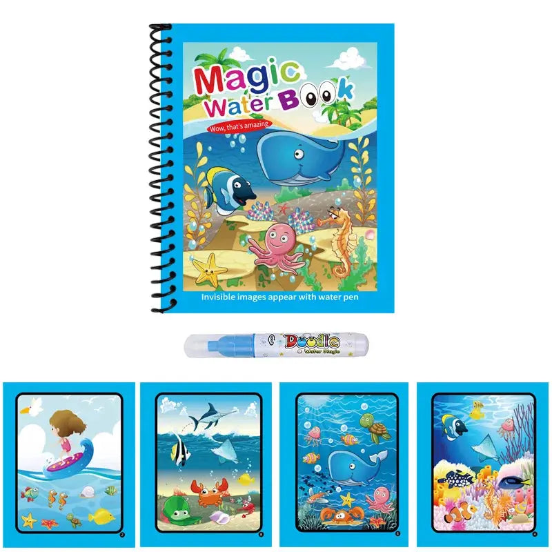 Reusable Water Drawing Book Mess Free Magic Painting Pad With Refillable Water Pen For Kids Learning Educational Toy