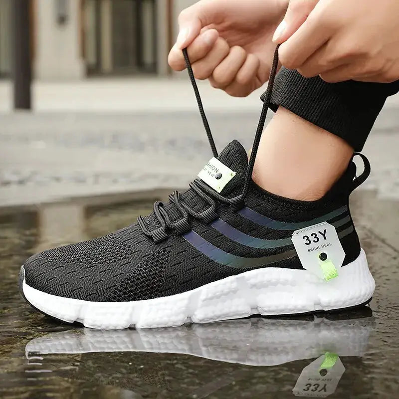 Mens Casual Sport Shoes Black Breathable Lightweight Mesh Sneakers For Running And Walking Outdoor