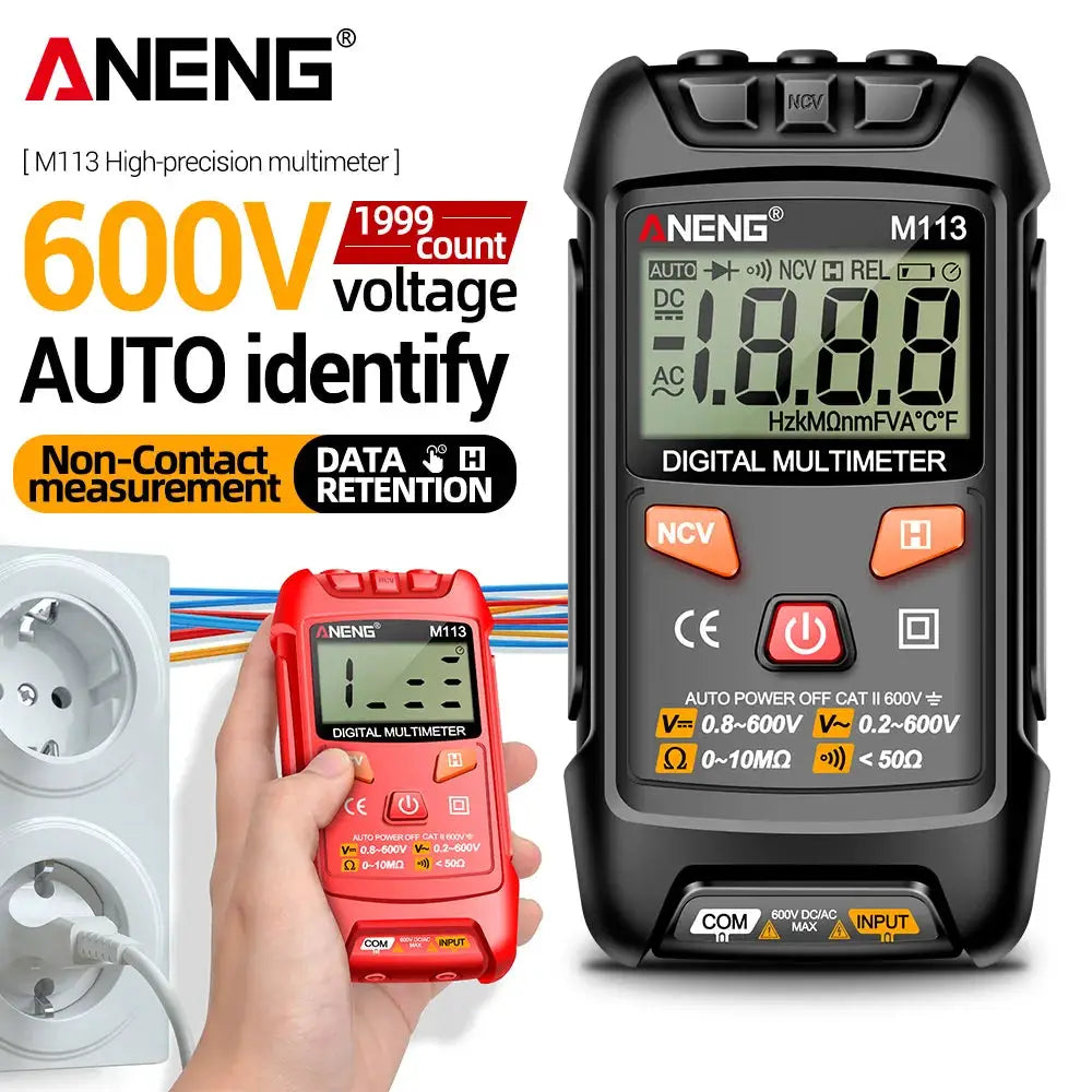 ANENG M113 Intelligent Digital Multimeter 1999 Count AC DC Voltage Ohm NCV Tester Tool