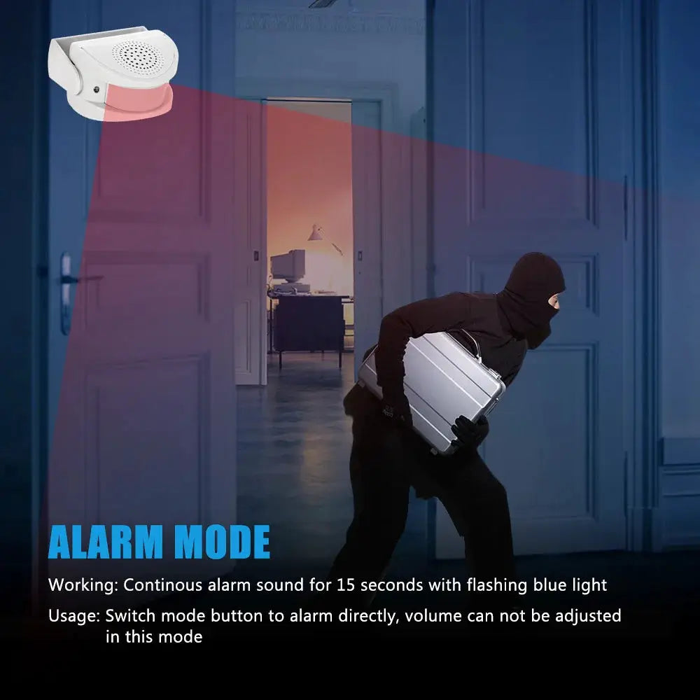 Simples Market FUERS wireless guest doorbell with PIR motion sensor; white wall-mounted unit