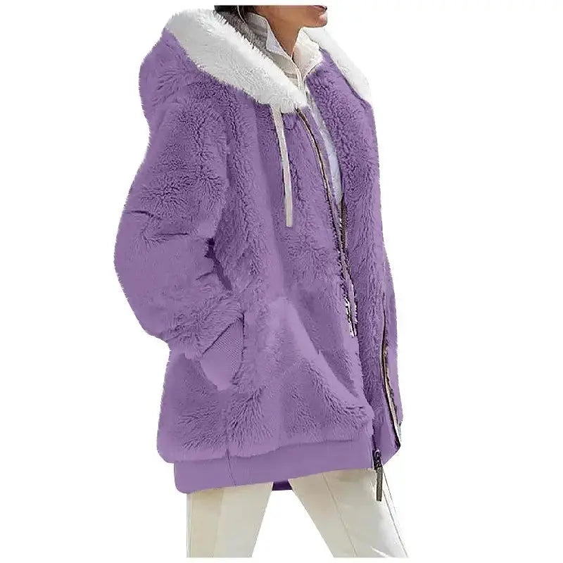 EverCozy Women Hooded Fleece Jacket Thick Warmth Casual Streetwear for Autumn and Winter