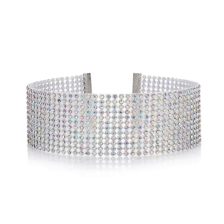 Top Quality Rhinestone Choker Necklace Shiny Punk Hip Hop Style For Women Party Gift Korean Jewelry