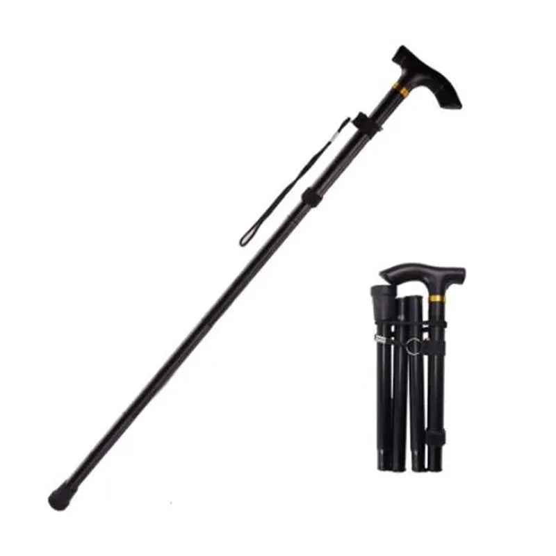 Simples Market telescopic trekking pole, aluminum alloy hiking stick with adjustable length and wrist strap; folded kit.
