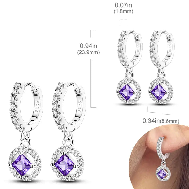 925 Sterling Silver Hoop Earrings Hypoallergenic Zirconia Hoops For Women Girls High Quality Fashion Jewelry