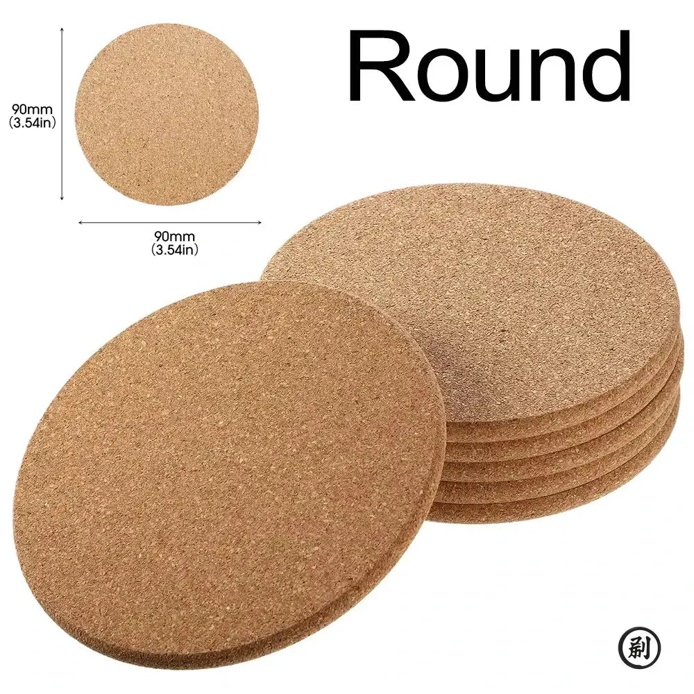 10 Pcs Natural Round Wooden Coaster Set With Cork Backing Non Slip Tea Coffee Cup Mats For Table Decor