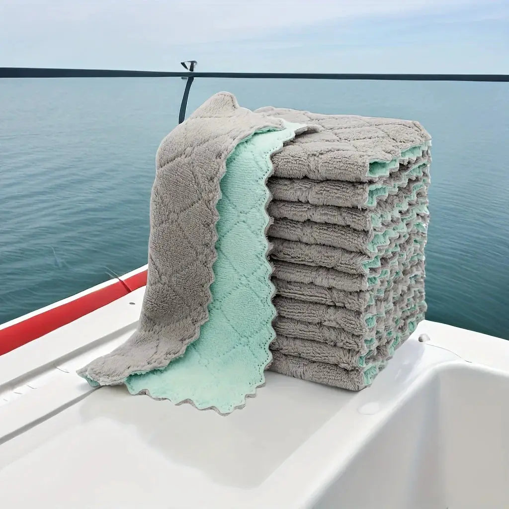 SmartClean 10 Pack Microfiber Kitchen Towels And Dishcloths Set Compact Absorbent Rags In Assorted Colors