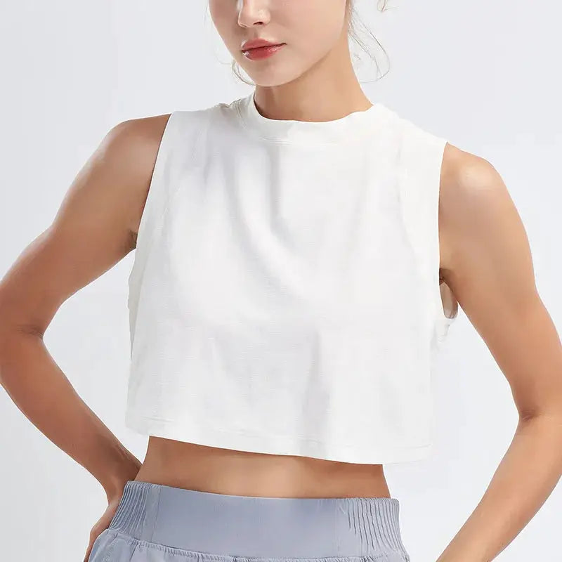 Sports shirt vest by Simples Market, white seamless breathable quick-dry top for gym and yoga