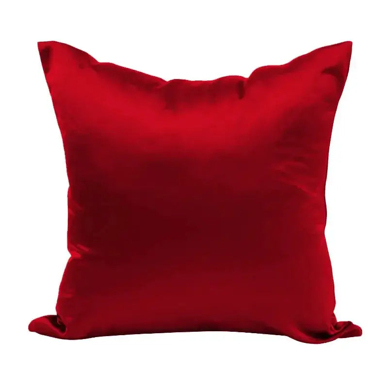 Red satin pillow cover by Simples Market; square 50x50 cm cushion for sofa decor