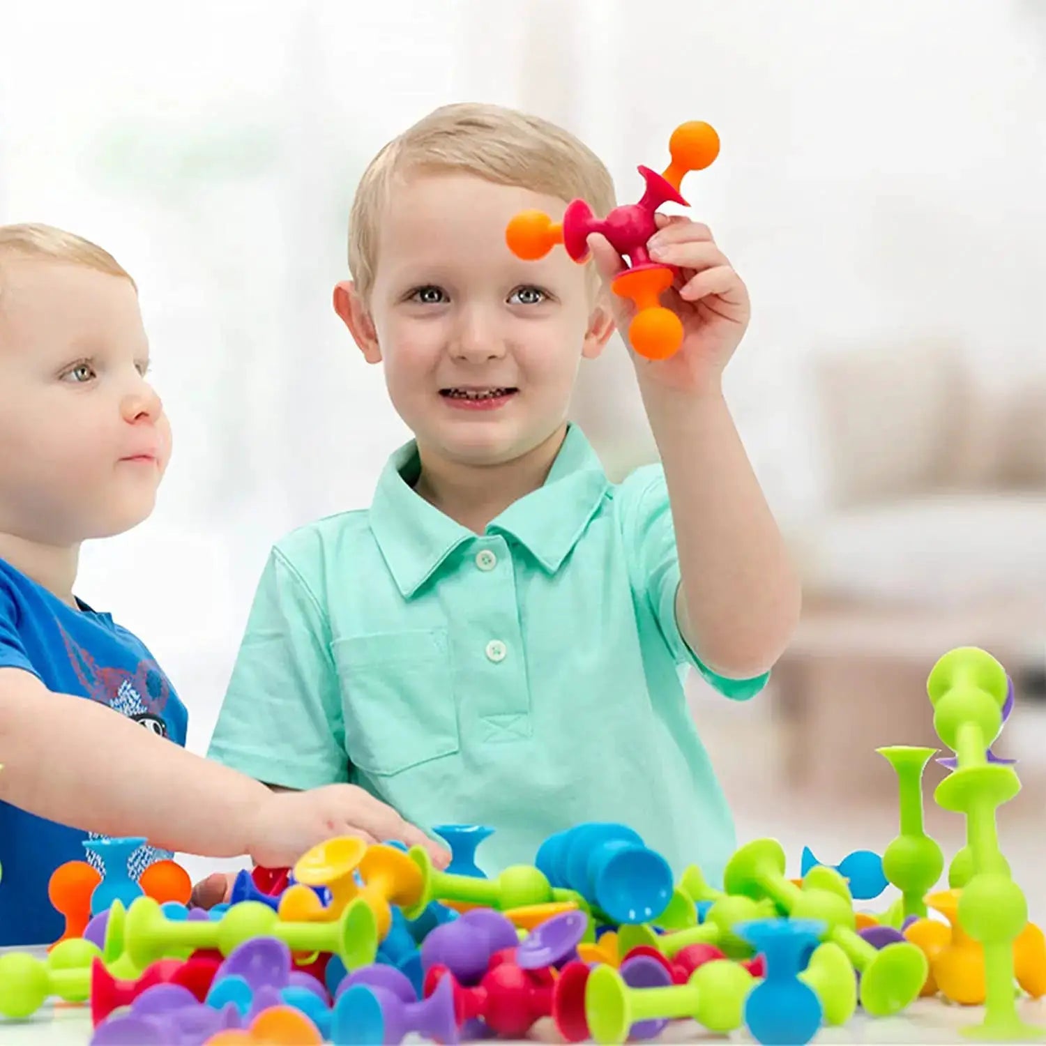 19 Pcs Sucker Suction Cup Building Block Toys Set For Kids Ages 3 6 Silicone Construction Educational Toy