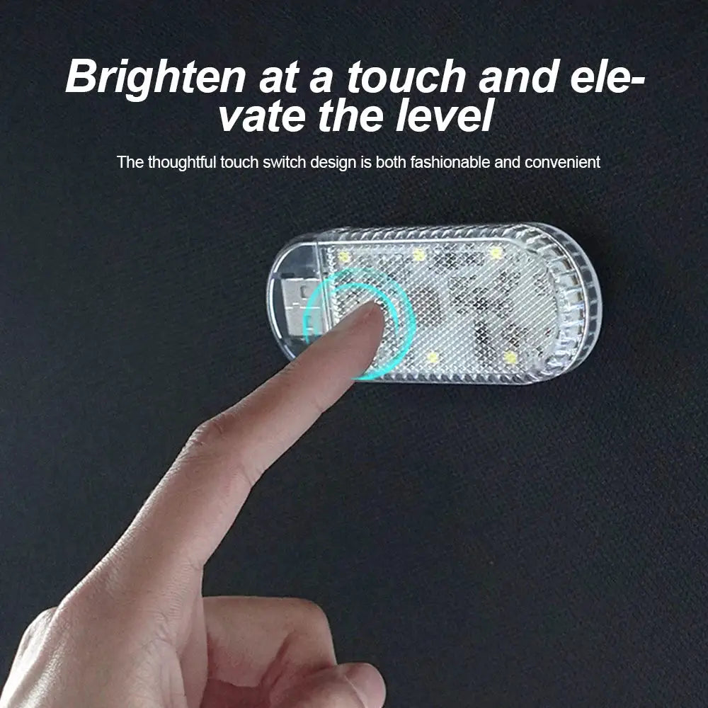 LED Car Mini Touch Light USB Charging Portable Interior Lamp For Roof Ceiling Reading Night Ambient Light