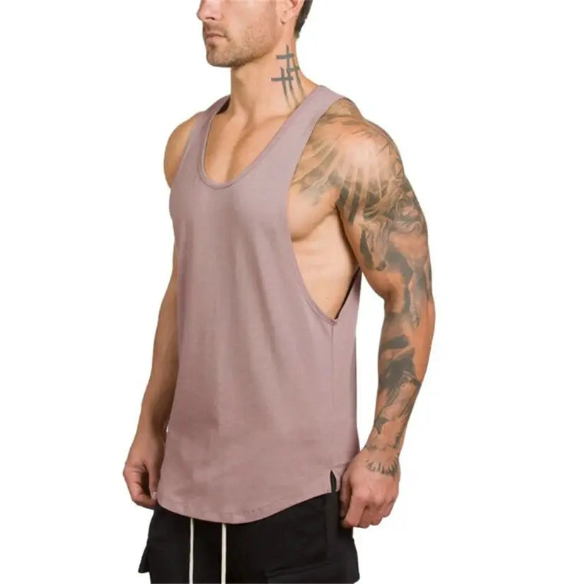 Simples Market cotton breathable sleeveless muscle tank top for men in mauve