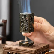 Square Vertical Incense Burner Small Xiangyun Alloy Incense Holder For Indoor Aromatherapy Home Ornament Chinese Plum