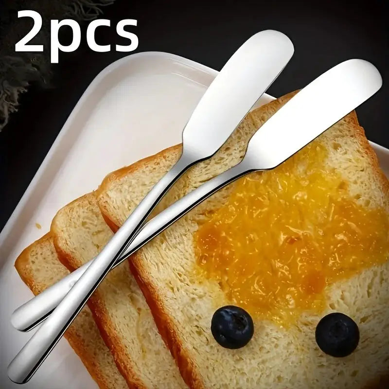 Chefly 2 Piece Stainless Steel Butter Knife And Cheese Spreader Set For Versatile Kitchen Spreading Tools