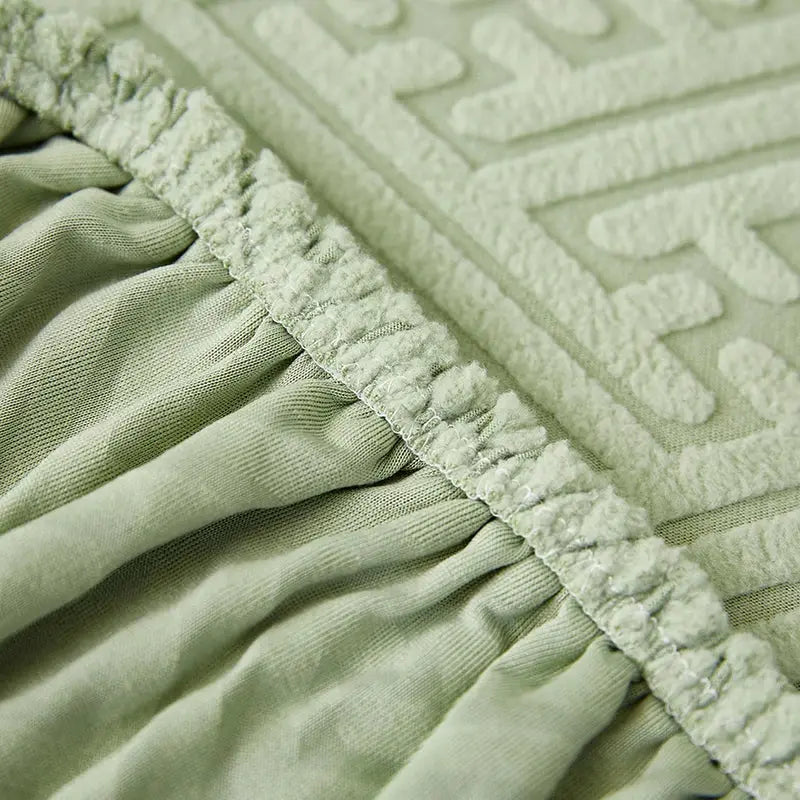 Simples Market green jacquard sofa seat cushion cover with elastic gathered edge