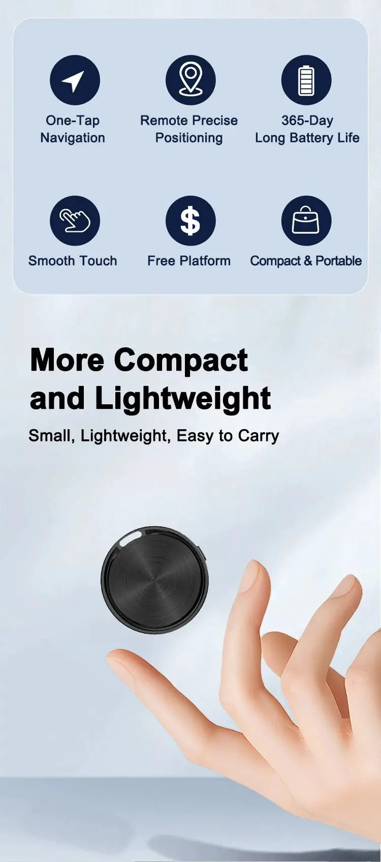 Simples Market Bluetooth GPS tracker disc, black, compact and portable