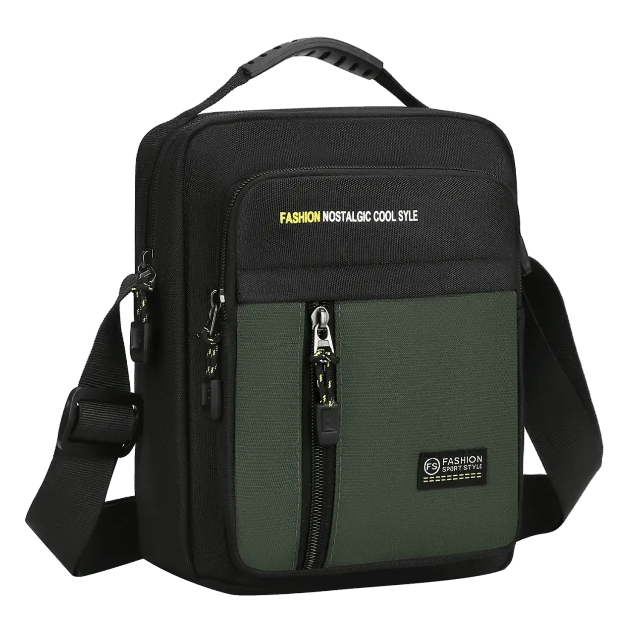 Modern men's oxford crossbody bag, stylish and durable for everyday use, featuring multiple compartments.