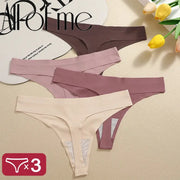3-piece G-string underwear set by Simples Market; seamless, breathable, low-rise T-back in beige, pink, and mauve