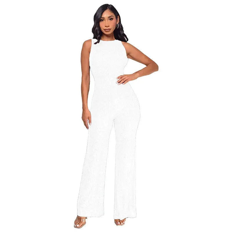 Simples Market white jumpsuit, high-waist