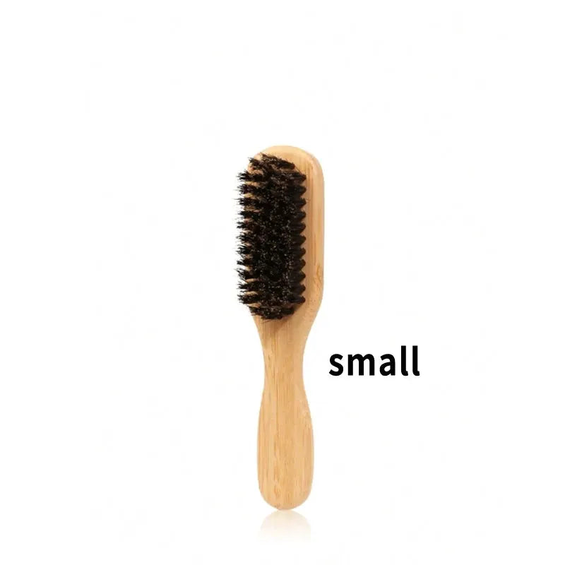 Pointed-tail wooden bristle comb, brown, small size for home use