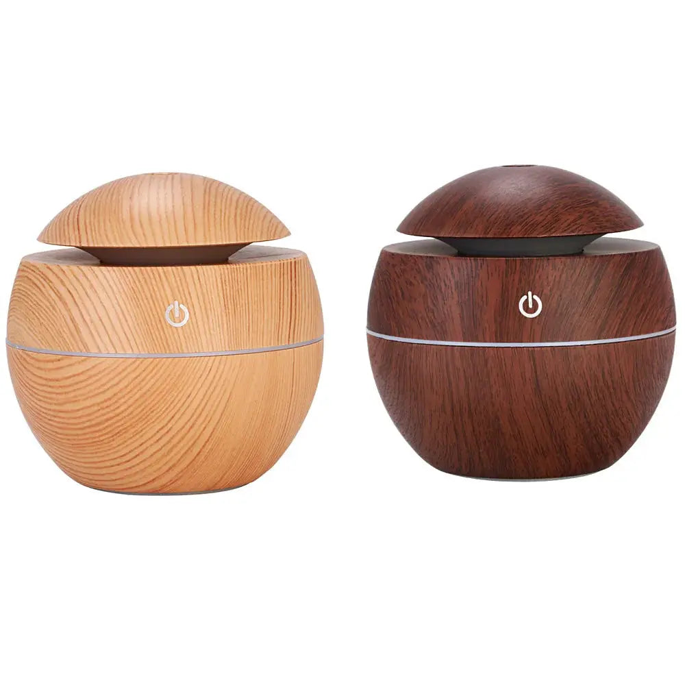 Wood Grain Ultrasonic Humidifier And Essential Oil Diffuser For Bedroom With Cool Mist Aromatherapy
