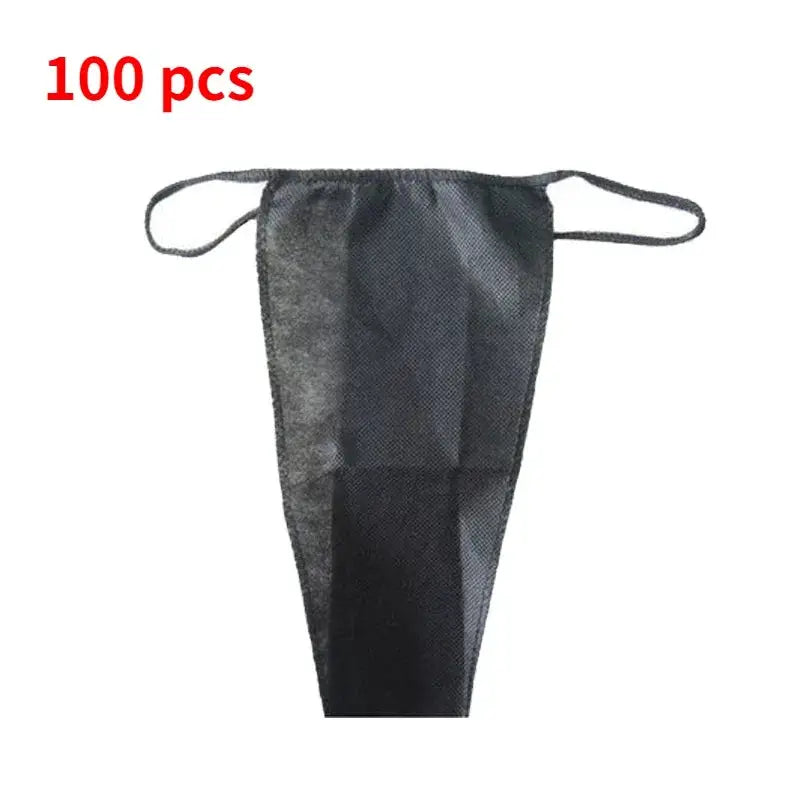 Disposable women's black thong underwear, non-woven fabric, 100 pcs