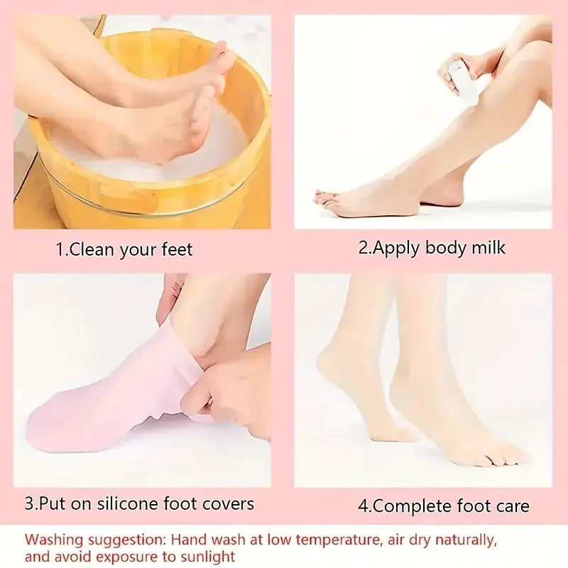 1 Pair Silicone Gel Moisturizing Foot Socks For Dry Cracked Feet With Soothing Massage Pedicure Care