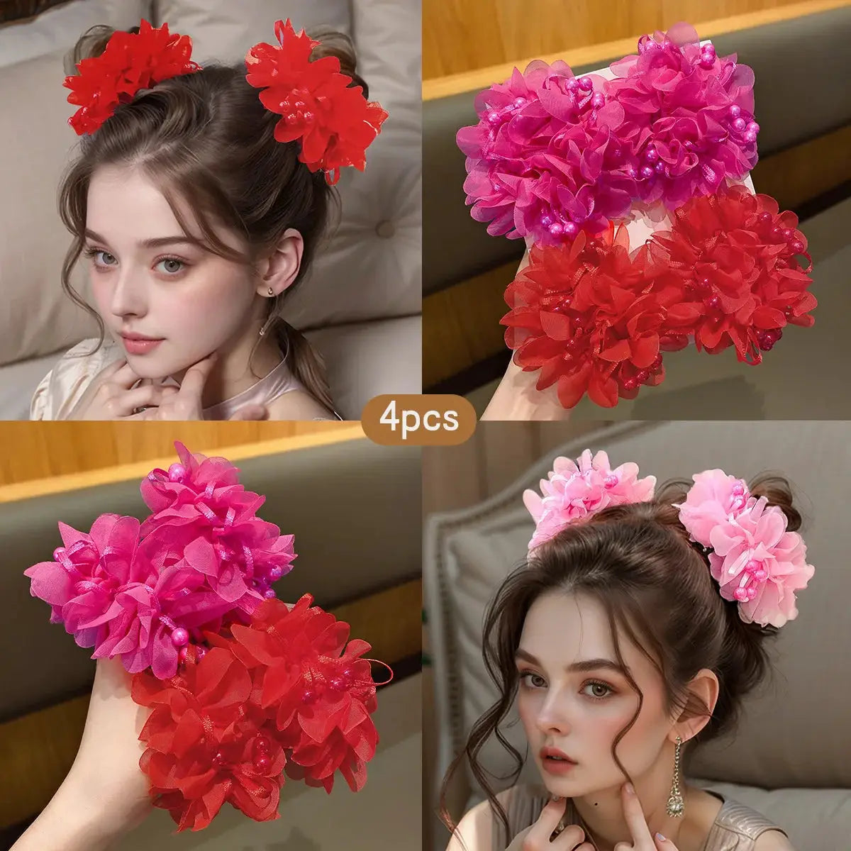 2 Pack Pink Cute Headbands for Girls Elastic Acrylic Hair Accessories for Children Casual Everyday Wear