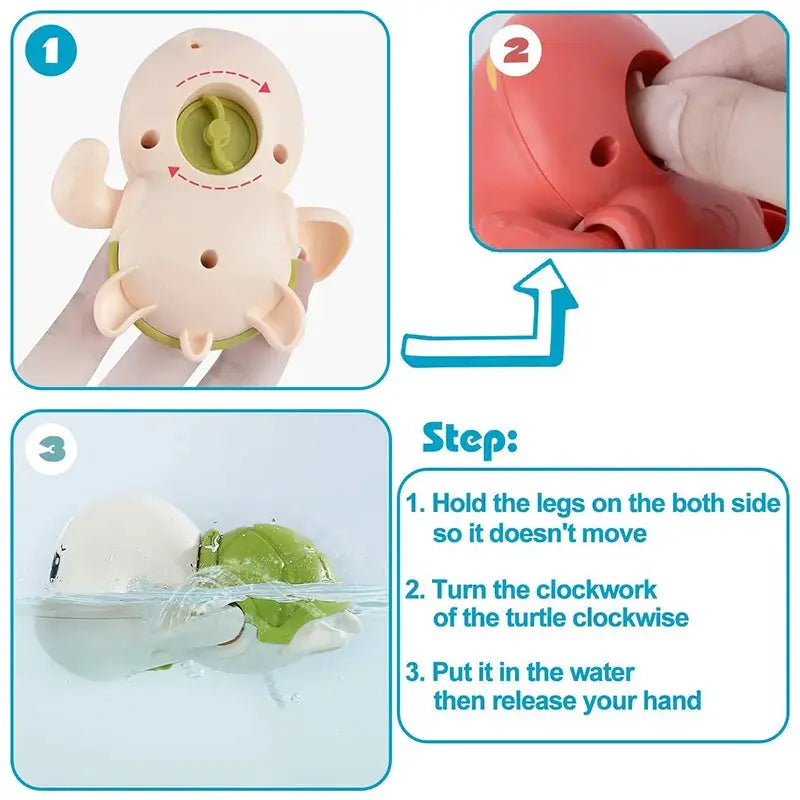 Baby Bath Toys Set Turtle and Whale Clockwork Water Toys Non Toxic for Tub Pool Beach Fun for Kids