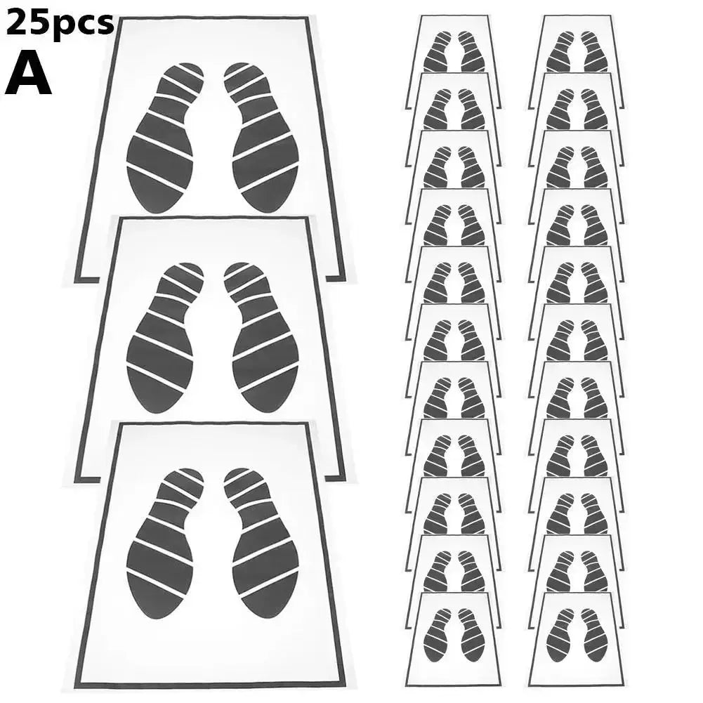 Disposable car floor mats, 25pcs, white with black footprint icons, waterproof anti-slip paper