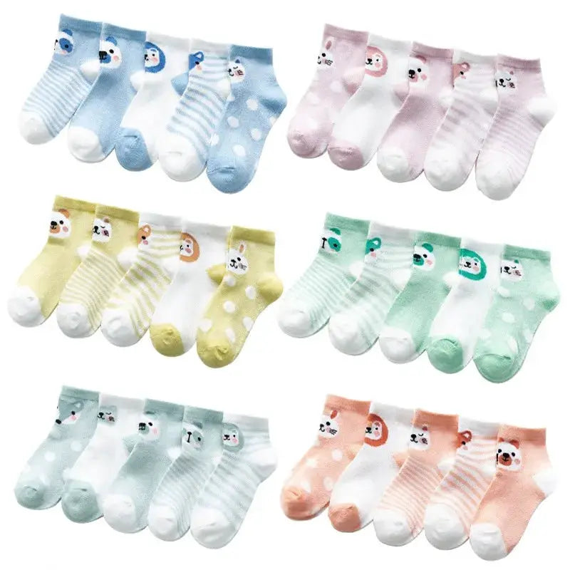 5 Pairs Baby Socks 0 To 24 Months Infants Cotton Mesh Boys Girls Newborn Toddler First Walkers Accessories Lawadka