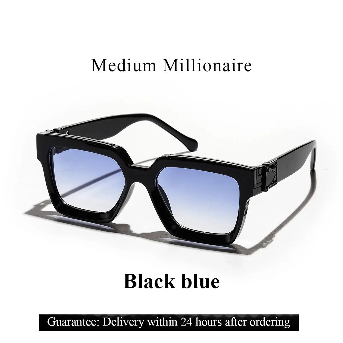 Ruiao Retro Black Millionaire Shades Sunglasses Unisex Designer Square Glasses UV400 Protection