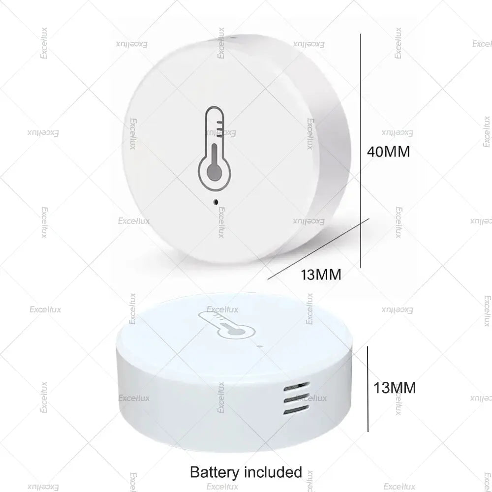 EWelink Zigbee temperature humidity sensor and base, white round two-piece indoor thermometer kit; battery included.