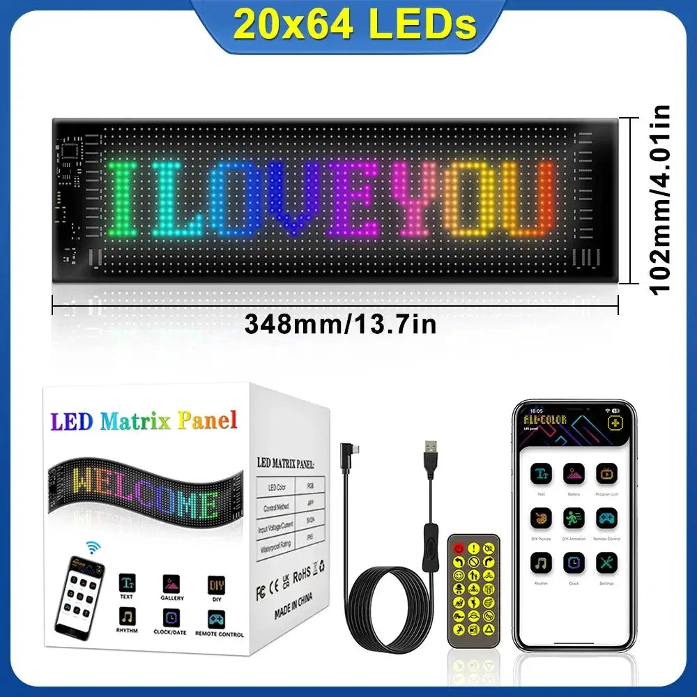 Bluetooth LED Matrix Pixel Panel Nightlight App Control Programmable