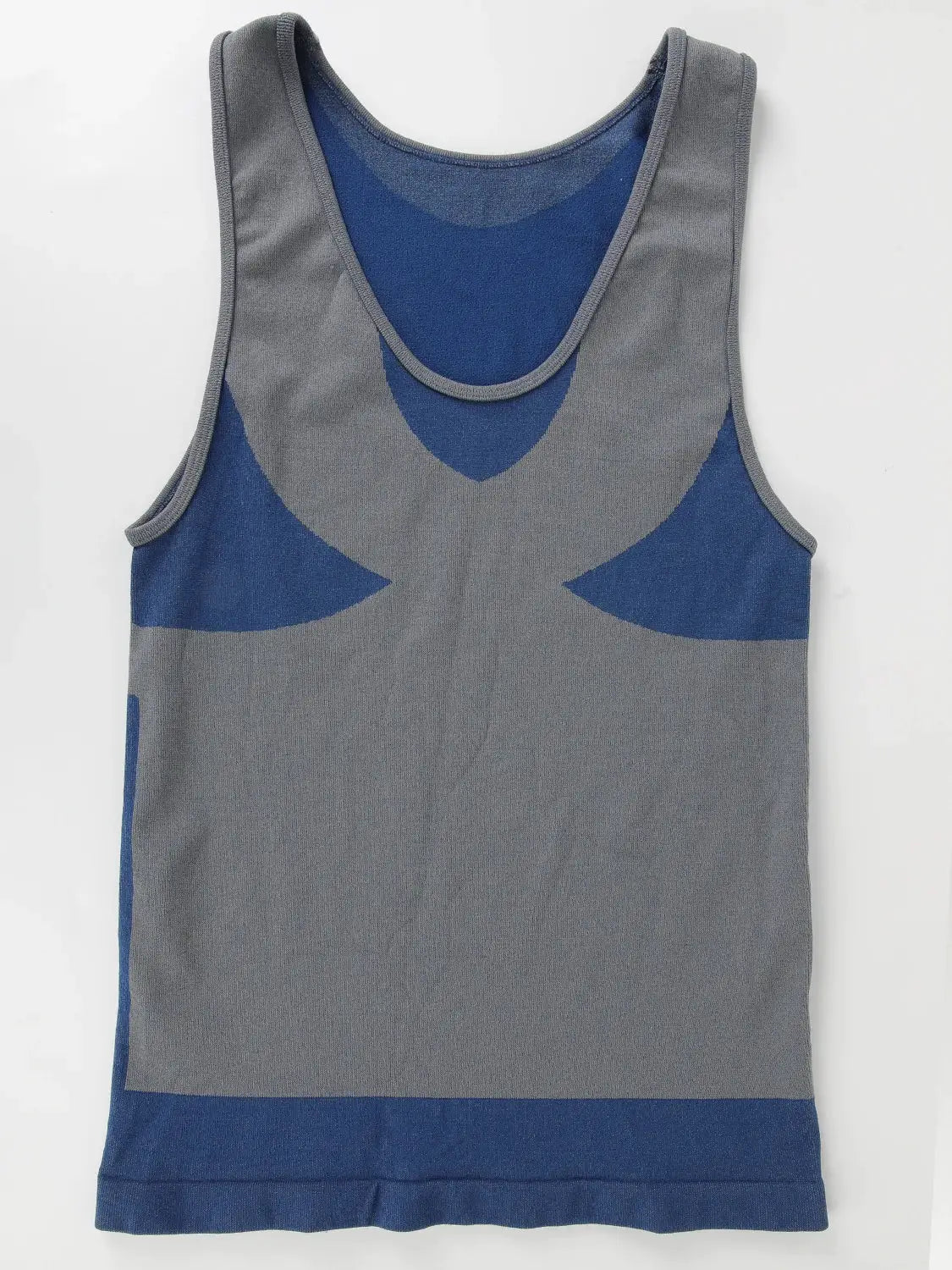 Men's shapewear slimming tank top by Simples Market, blue with gray panels and gray trim