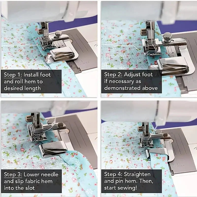 Stainless Steel Sewing Machine Foot Set 9mm 13mm 19mm 25mm Rolled Hem Foot And Press Foot Multi Functional For Home Use