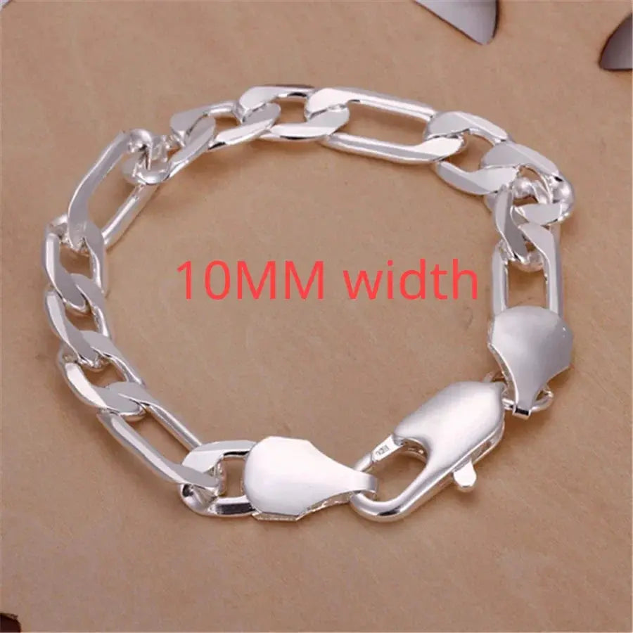 925 Sterling Silver Fine Chain Bracelet For Women And Men With Charms Wedding Gift Fashion Jewelry