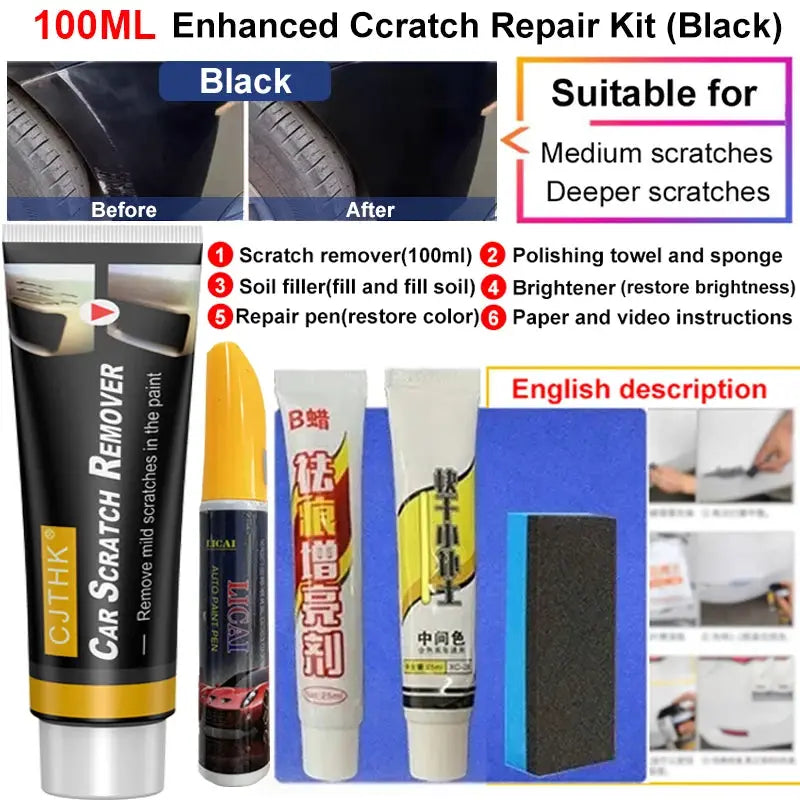 Car scratch remover kit by Simples Market, 100ml, black, with sponge